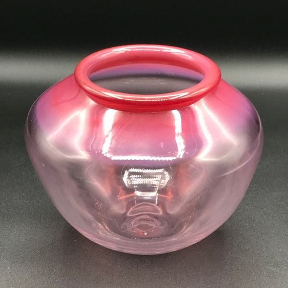 Vintage Stephen Dale Edwards Hand Blown Red Opalescent Bowl Pilchuck Glass '79 - Picture 4 of 11